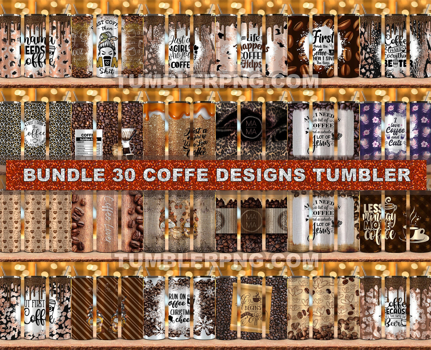 Bundle Coffee 20  oz Skinny Tumbler Sublimation Png, Coffee Tumbler Wrap 31