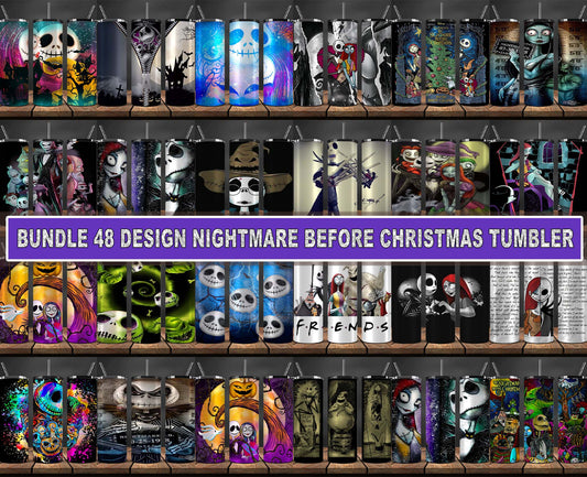 45+Design Bundle Nightmare Before Christmas , Jack Skellington Tumbler Png,Halloween Tumbler Wrap 34