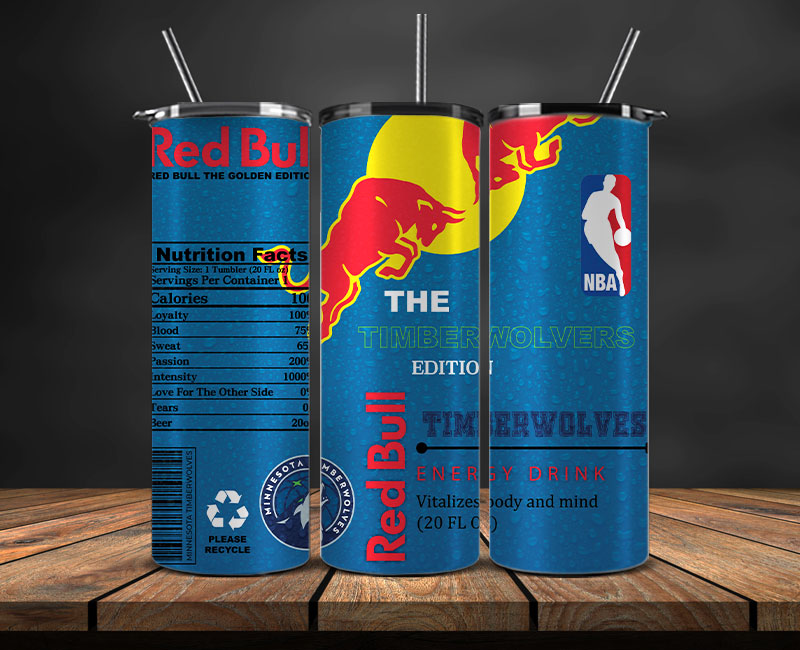 Minnesota Timberwolves Tumbler Wraps, NBA Red Bull Tumbler Wrap 34