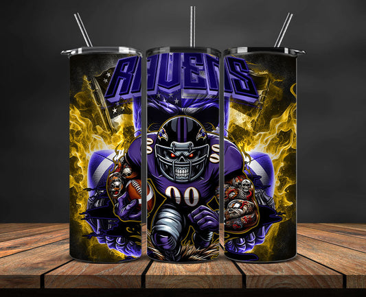 Baltimore Ravens Fire Tumbler Wraps,NFL Tumbler By AI, AI Tumbler Design 35