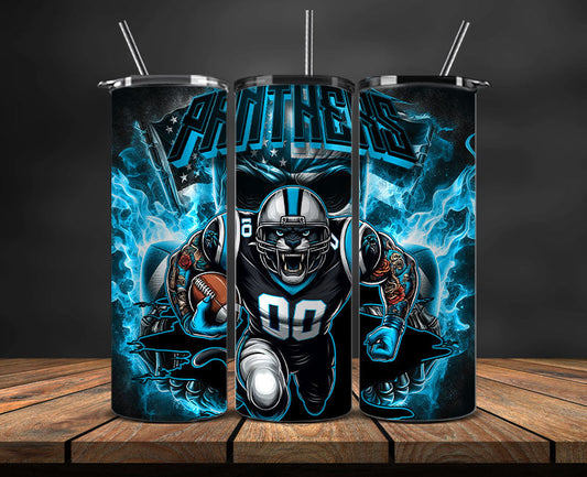 Carolina Panthers Fire Tumbler Wraps,NFL Tumbler By AI, AI Tumbler Design 37