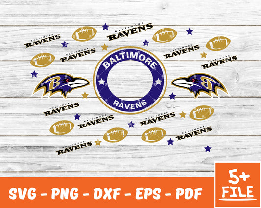 Baltimore Ravens Full Wrap Template Svg, Cup Wrap Coffee 03