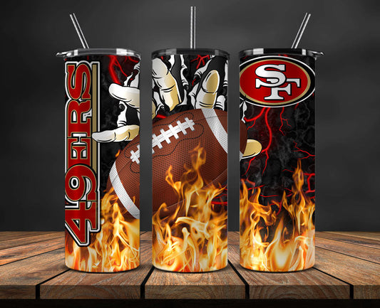 San Francisco 49ers Tumbler Wrap, Fire Hand Tumbler Wrap , NFL Football 20oz LUJ- 03
