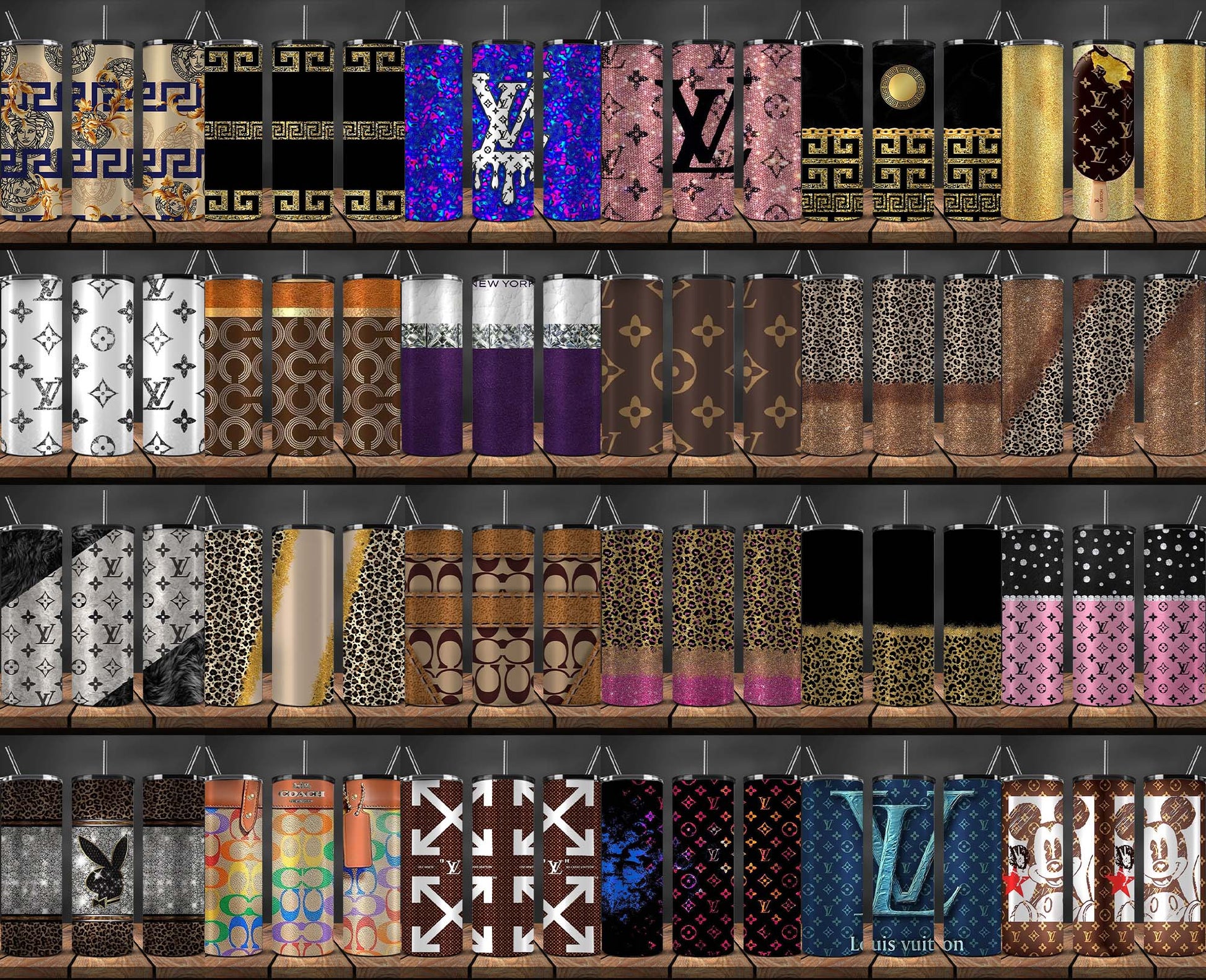 Louis Vuitton Brown Tumbler Wrap, 20oz Skinny Tumbler Design, Digital  Download