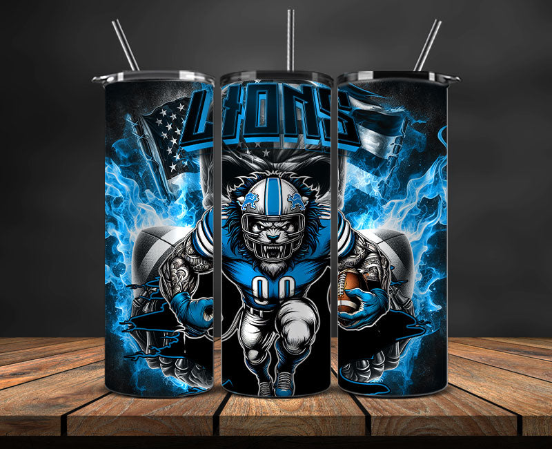 Detroit Lions Fire Tumbler Wraps,NFL Tumbler By AI, AI Tumbler Design 43