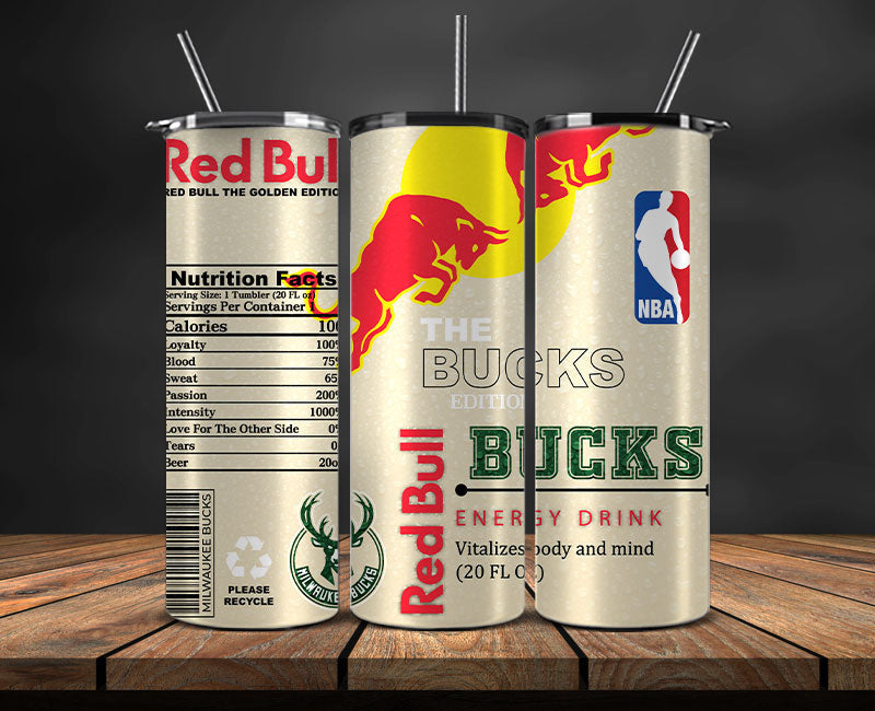 Milwaukee Bucks Tumbler Wraps, NBA Red Bull Tumbler Wrap 49