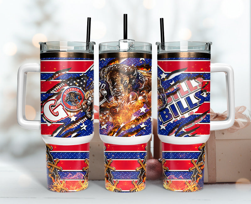 Buffalo Bills Tumbler 40oz Png,  40oz Tumbler Skinny  04