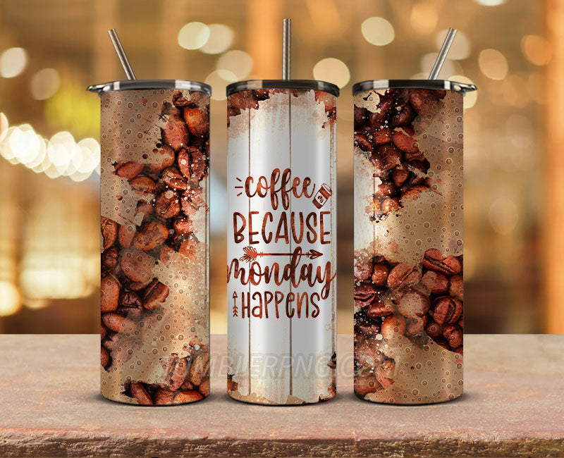 Coffee 20 oz Skinny Tumbler Sublimation Png, Coffee Tumbler Wrap 04