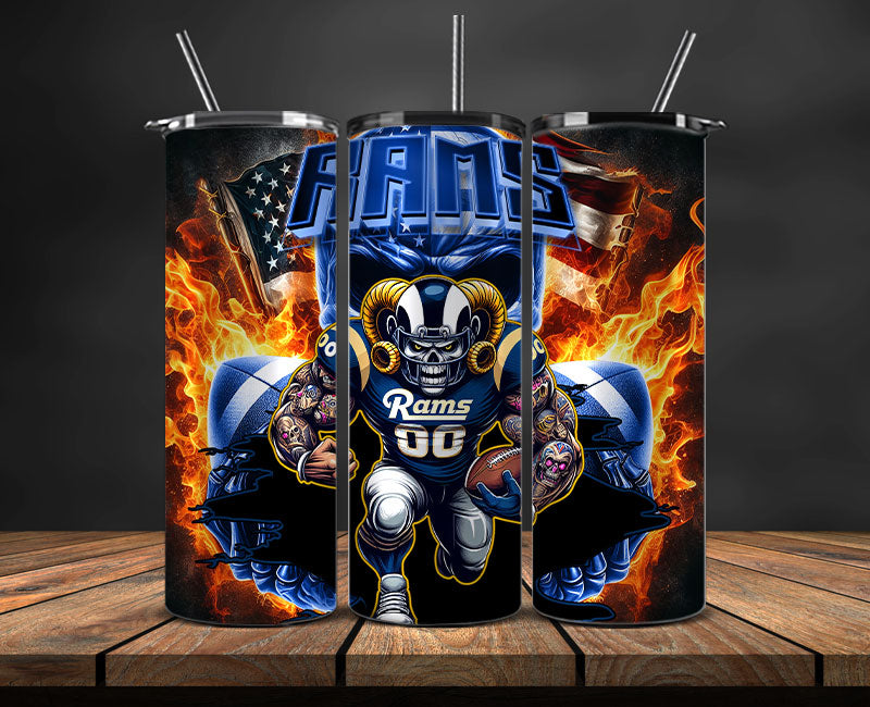 Los Angeles Rams Fire Tumbler Wraps,NFL Tumbler By AI, AI Tumbler Design 51