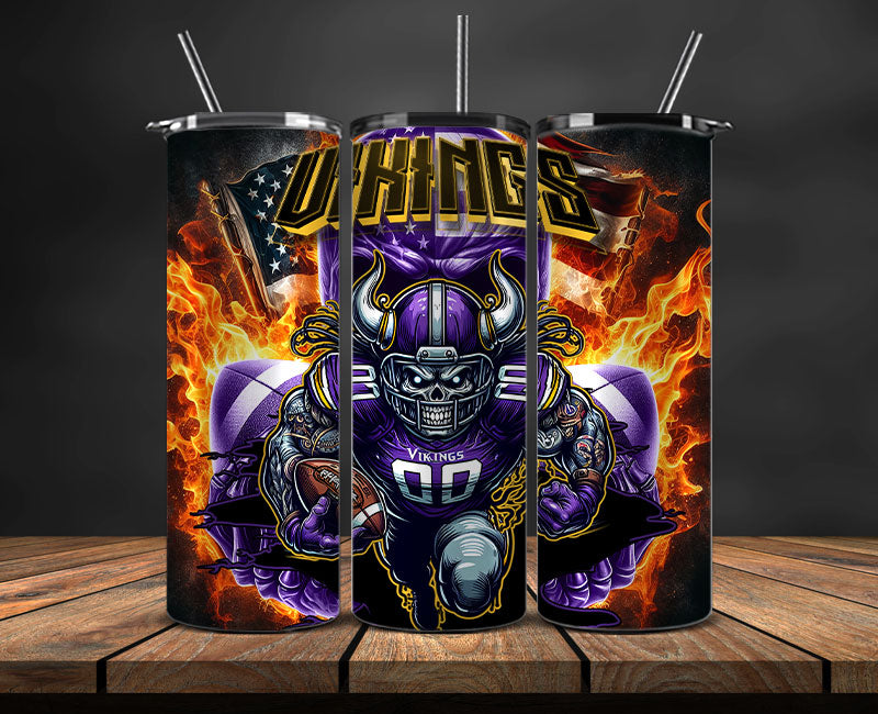 Minnesota Vikings Fire Tumbler Wraps,NFL Tumbler By AI, AI Tumbler Design 53