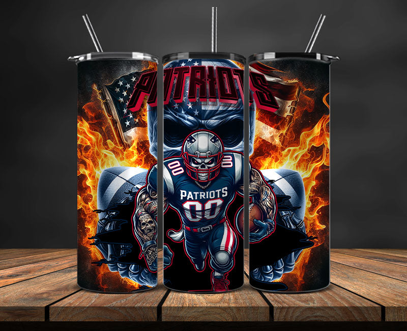 New England Patriots Fire Tumbler Wraps,NFL Tumbler By AI, AI Tumbler Design 54