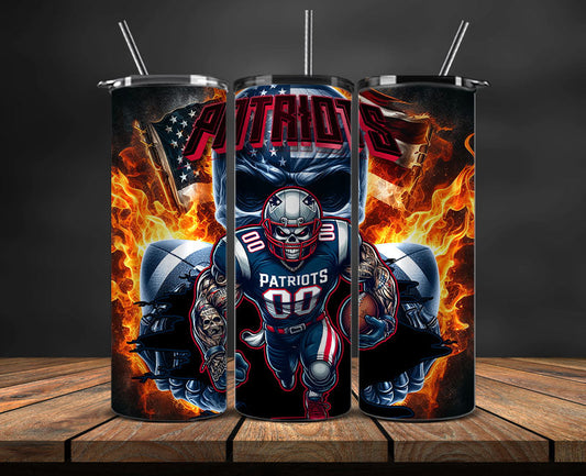 New England Patriots Fire Tumbler Wraps,NFL Tumbler By AI, AI Tumbler Design 54