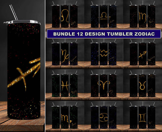 12 Zodiac Bundle 20oz Tumbler Sublimation Design ,Zodiac Tumbler wrap 55