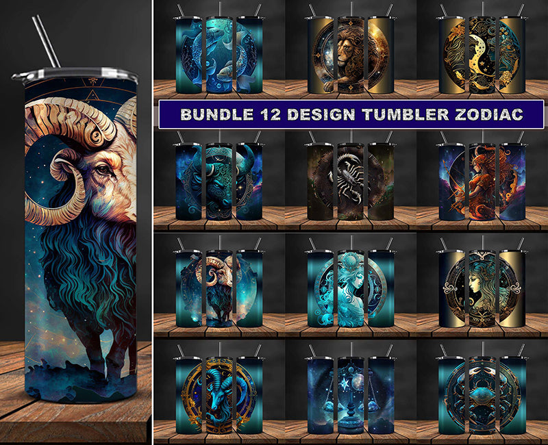 12 Zodiac Bundle 20oz Tumbler Sublimation Design ,Zodiac Tumbler wrap 56