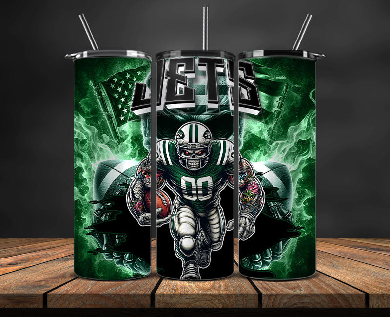 New York Jets Fire Tumbler Wraps,NFL Tumbler By AI, AI Tumbler Design 57