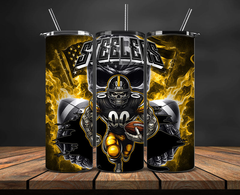 Pittsburgh Steelers Fire Tumbler Wraps,NFL Tumbler By AI, AI Tumbler Design 59