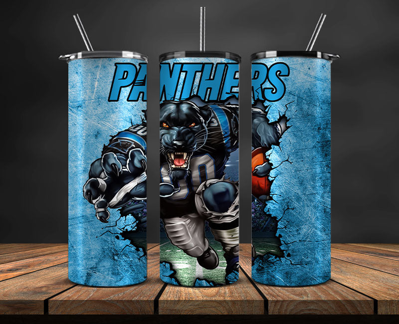 Panthers Football Png, Football Tumbler Wrap 05