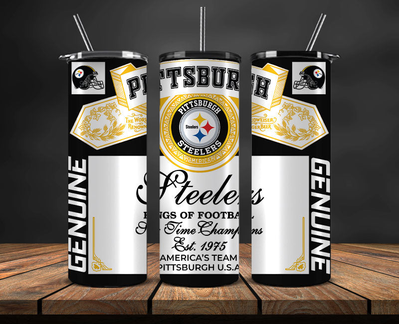 Pittsburgh Steelers Tumbler Wrap,Vintage Budweise Tumbler Wrap , NFL Football 20oz LUJ- 60