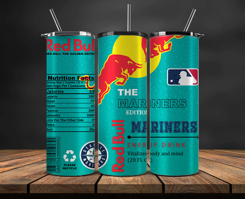 Seattle Mariners Tumbler Wraps, MLB Red Bull Tumbler Wrap 73