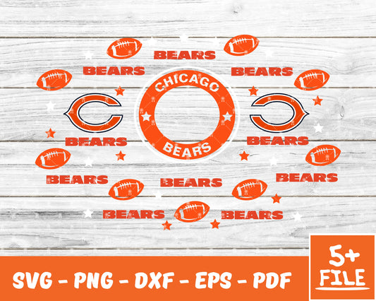 Chicago Bears Full Wrap Template Svg, Cup Wrap Coffee 07