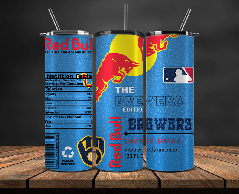 Milwaukee Brewers Tumbler Wraps, MLB Red Bull Tumbler Wrap 81