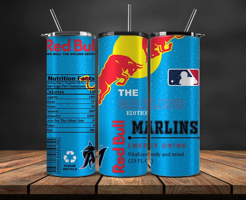 Miami Marlins Tumbler Wraps, MLB Red Bull Tumbler Wrap 87