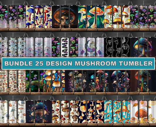 Bundle 25 Design Mushrooms Tumbler Wrap,Mushroom Tumbler Png , Mushrooms 09