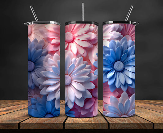 3D Flowers Tumbler Wrap, 3D Floral Sublimation Tumbler Design , 3D Tumbler Wrap,Instant Digital Download PNG 09