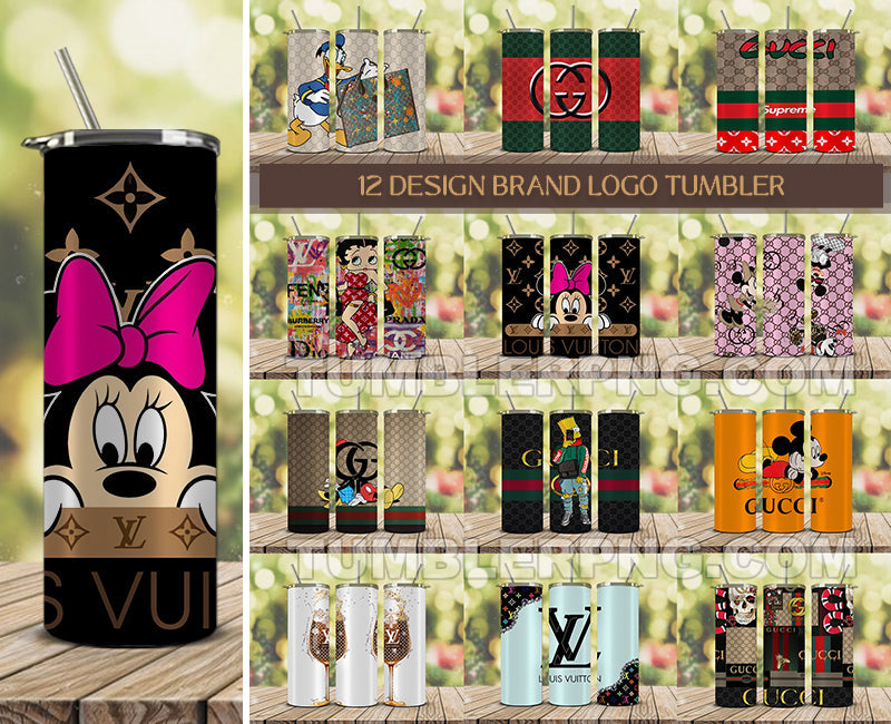 Tumbler Wraps 20 oz, Fashion Luxury Logo Tumbler Wrap Png Bundle, Logo Brand Tumbler , Logo Fashion , Skin 20oz Sublimation , Tumbler Wrap Bundle Designs 05